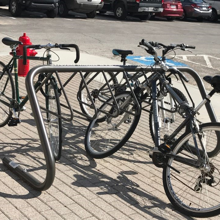 bicycle rack with bikes