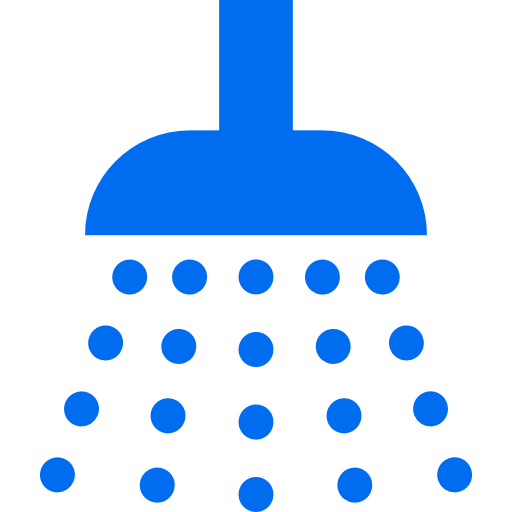 Showerhead graphic with droplets 