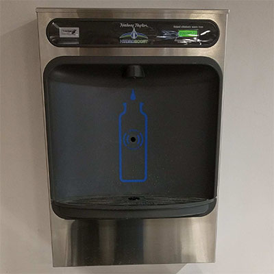 A water bottle filling station.