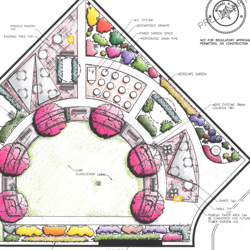 Architectural drawing of proposed garden area.