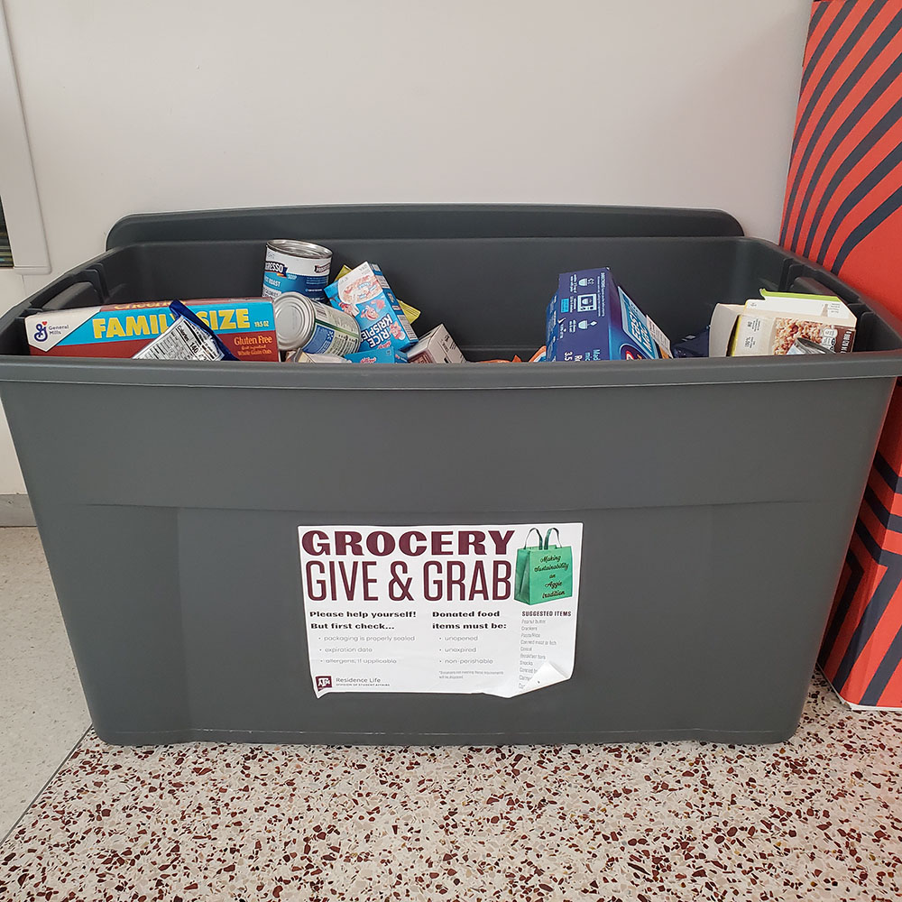 A grocery give and grab exchange tote